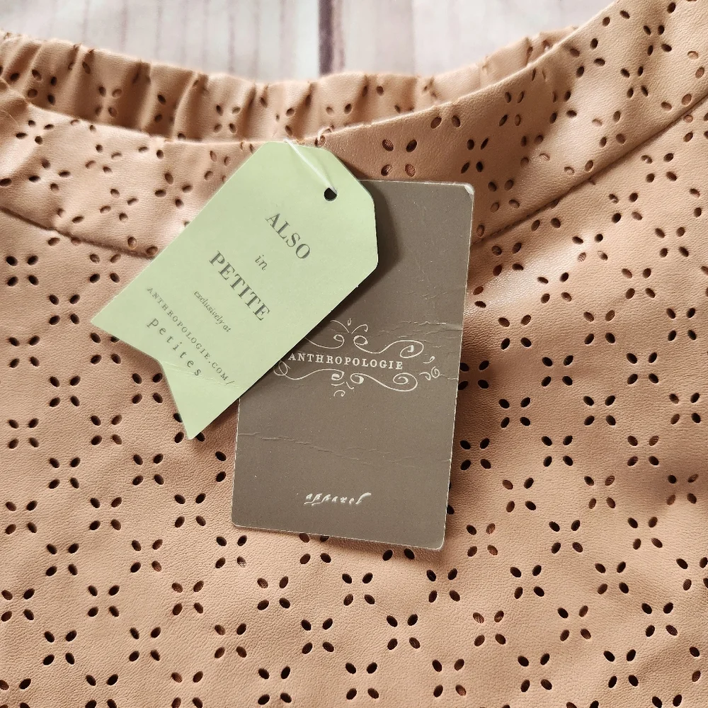 NWT Anthropologie "Astral Swing Skirt" Faux Leather Perforated | Women's Size 10 - Picture 7 of 12
